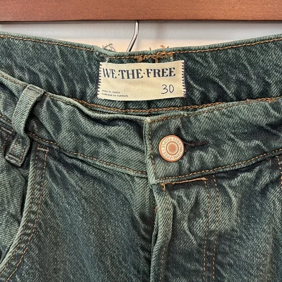 NWOT FREE PEOPLE WE THE FREE WOMENS FINAL COUNTDOWN CUFFED JEANS LUKE GREEN DYE - Picture 4 of 7